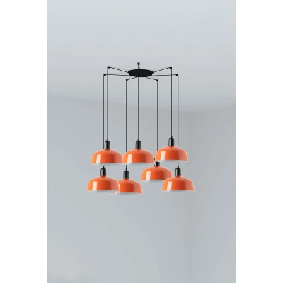 Image of Tatawin Medium Cluster Pendant Ceiling Light Satin Black, Gloss Reddish Orange 7x E27