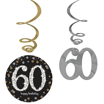 Image of (PKT) Adult Gold Celebration 60th Swirl Decorations