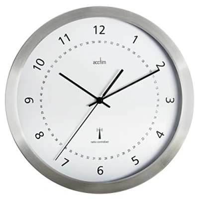 Image of Acctim 74277 Kaava Radio Controlled Metal Case Wall Clock, 12 Inch,Silver