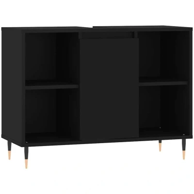 Image of vidaXL Bathroom Cabinet Black 80x33x60 cm Engineered Wood