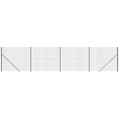 Image of vidaXL Anthracite Wire Mesh Fence with Flange Steel/PVC Coated Garden Fencing, UV Resistant Outdoor Barrier, 2.2x10m