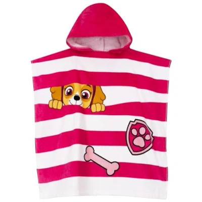 Image of Paw Patrol Towel Skye Kids Poncho Girls Hooded Bath And Beach One Size Pink