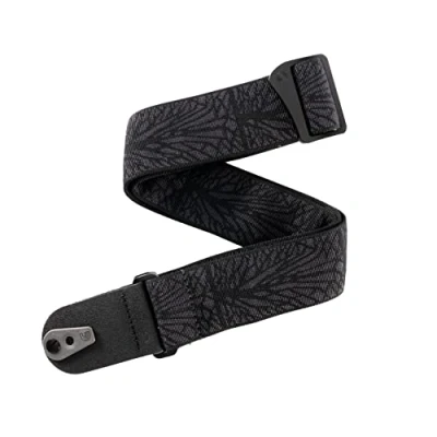 Image of D&#039;Addario Pad Locking Guitar Strap Accessories Electric Strap, Acoustic &amp; Bass Lightning Black Tubular