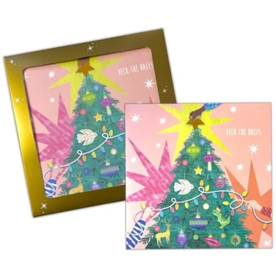 Image of Pack Of 10 Christmas Greeting Card Dove/Gr Square Cards Random Design