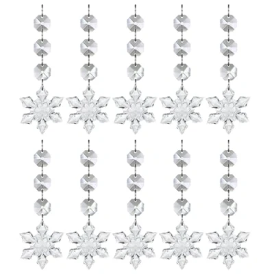 Image of UCLEVER 10pcs Clear Crystal Pendants Christmas Snowflake, Crystals Beads for Chandeliers, XMS Hanging Suncatcher Windows Home Decor