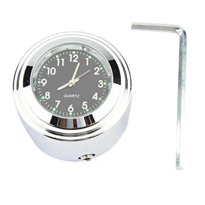 Image of Broco 7/8&quot; 1&quot; Motorcycle Handlebar Mount Watch Precise Time Keeping Dial Clock (Black)