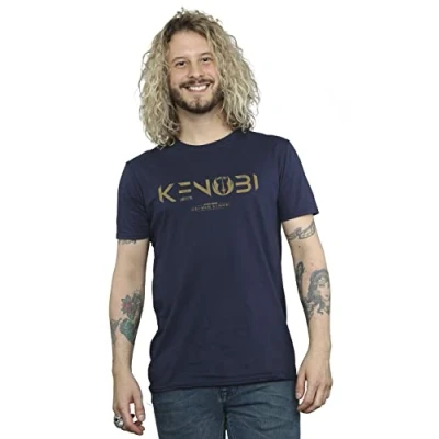 Image of Star Wars Men&#039;s OBI Wan Kenobi Logo T Shirt Navy Blue Large