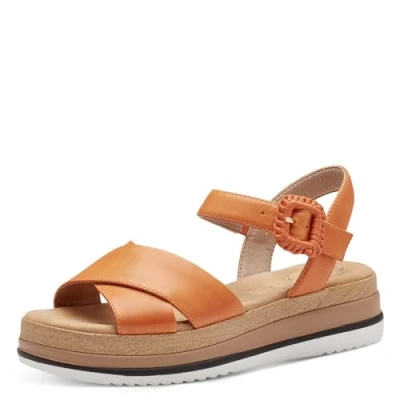 Image of TAMARIS Women&#039;s 8 88701 42 Wedge Sandal, Orange, 7.5 UK