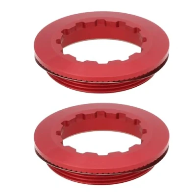 Image of OTOTEC 2pcs Bicycle Hub Centre Lock Disc Aluminum Bike Wheelset Cover 11T Lockring Compatible with Shimano Deore XTR XT SLX Red