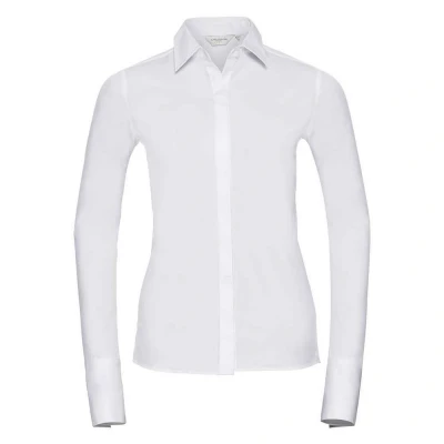 Image of Russell Athletic Collection Womens/Ladies Ultimate Stretch Formal Shirt (White) Size 8 UK