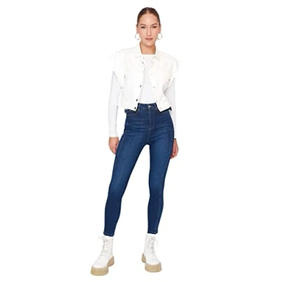 Image of Trendyol Women High Waist Skinny fit Jeans Navy Blue
