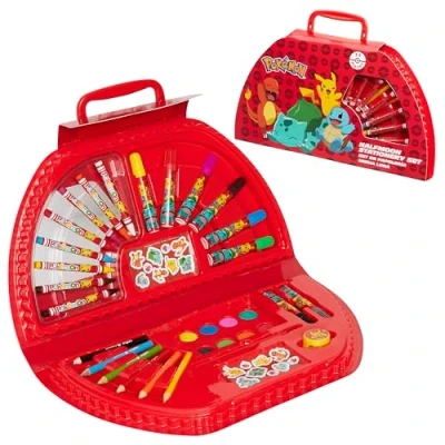 Image of Pokemon Art Set for Kids, Watercolours Crayons Markers Colouring Pencils Supplies
