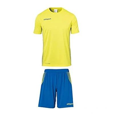 Image of Errea ERREP Kids Score Jersey&amp;Shorts Kit Lemon Yellow/Azurblue, 116