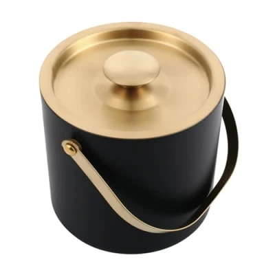 Image of Double Walled Stainless Steel Insulated Ice Bucket with Sealed Lid and Tongs 3L,Keep Frozen Longer,Wine for Cocktail Bar Parties,Indoor &amp; Outdoor (Color : Green, Size 3L)