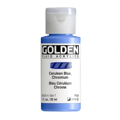Image of Pro Art Golden Fluid Acrylic Paint 1 oz Cerulean Blue Chromium