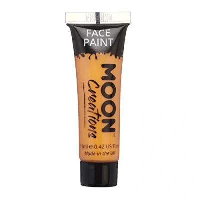 Image of Moon Creations Face &amp; Body Paint Tubes Orange 12ml Ready to Use No Flake Cruelty Free, Made in UK for Kids, Adults, Fancy Dress, Festivals, Halloween More