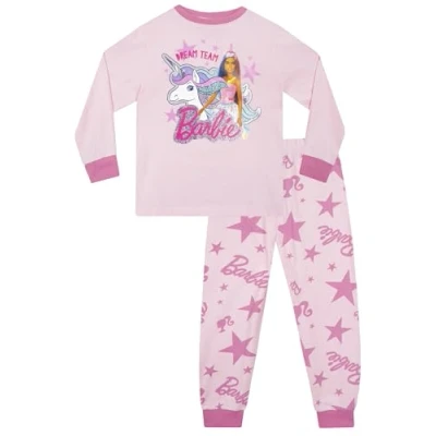 Image of Barbie Girls Pyjamas Unicorn Pink Girls&#039; Pyjama Sets 4 5 Years