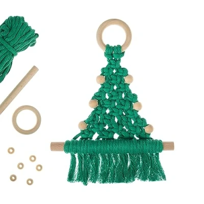 Image of Trimits Make Your Own Macramé Decoration Kit, Festive Green Tree