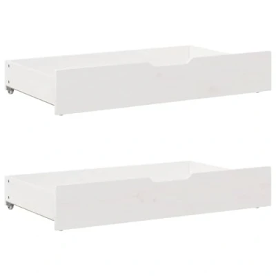 Image of vidaXL Under Bed Drawers/Storage Box 2 pcs White Solid Pine Wood Space Saving Bedroom Furniture with Wheels, 95x55x16cm