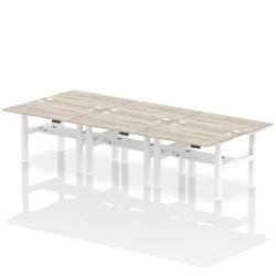 Image of Air B2B 1200x800mm Height Adjustable 6P Bench Desk CP Grey Oak/White