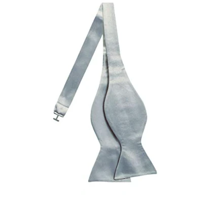 Image of Dobell Mens Silver Bow Tie Self