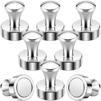 Image of Wukong Fridge Magnets Strong, 16x20mm 8 Pack Refrigerator Push Pins, Magnetic Thumb Tacks for Whiteboard, Notice Board and Office