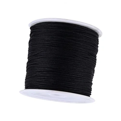 Image of Cikonielf Braided Nylon Cord, 0.8mm x 100M Chinese Knot Cord Roll Macrame Decorative Thread String Packing Black