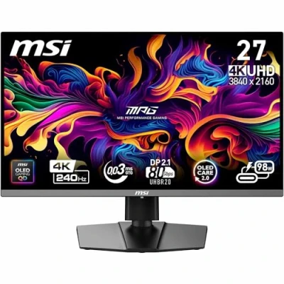 Image of MSI MPG 272URX QD OLED 26.5 Inch 4K UHD Gaming Monitor 3840 x 2160 Quantum Dot Panel,EL Gen3, 240Hz / 0.03ms, 99% DCI P3, ΔE≤2, DisplayHDR True Black 400, KVM, DP 2.1a, HDMI 2.1, USB Type C