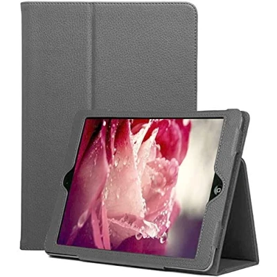 Image of Leather Flip Stand Folio Case Plain Cover for Apple iPad Air 2nd Generation A1566 A1567 (Gray)