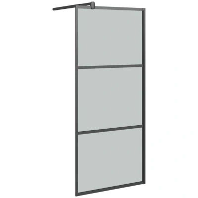 Image of vidaXL Walk in Shower Wall 90x195cm Dark ESG Glass Black