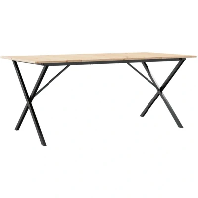 Image of vidaXL Dining Table X Frame 180x90x75 cm Solid Wood Pine and Steel