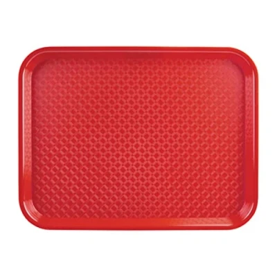 Image of Olympia Kristallon Fast Food Tray, Small Size: 345 x 265 mm/ 13.5 10.5 inch, Red Polypropylene, Plastic Rectangular Restaurant Serving Commercial Bistro and Home Use, DP213