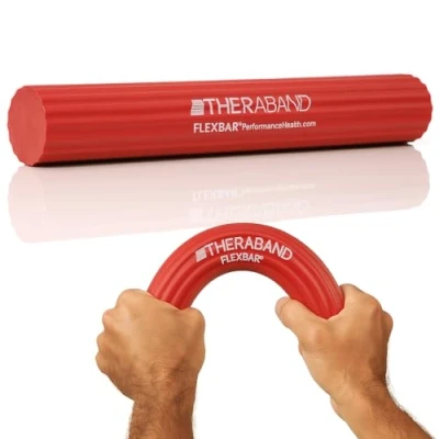 Image of Resistance Bar, TheraBand FlexBar, Pain Relief for Tennis Elbow Injury, Tendonitis &amp; Improve Grip Strength, Rehab and Therapy after Red, Beginner