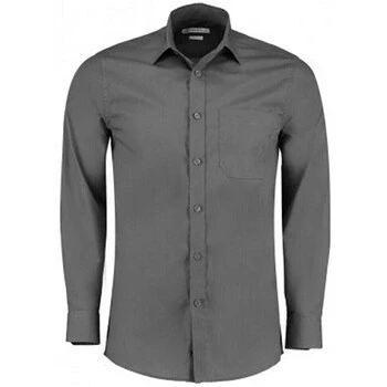 Image of Kustom Kit Mens Long Sleeve Tailored Poplin Shirt (16) (Graphite)