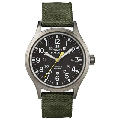 Image of Expedition Men&#039;s Quartz Watch with Black Dial Analogue Display and Green Nylon Strap T49961SU