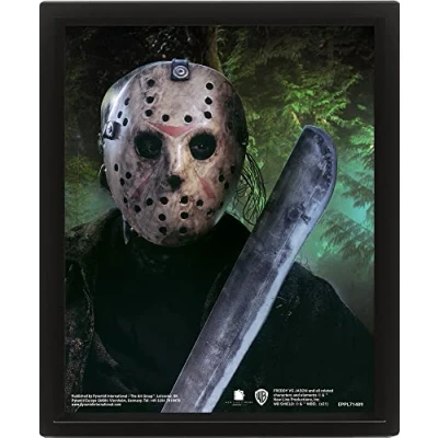 Image of Pyramid International Freddy VS Jason Poster in 3D, Lenticular (Jason Voorhees Design) Friday the 13th Wall Decor 25cm x 20cm 1.3cm Box Frame Official Merchandise