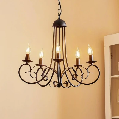 Image of Pompei 5 Light Multi Arm Pendant Ceiling Light, Black