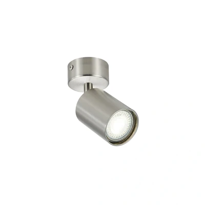 Image of Indoor Single GU10 Bar Ceiling Spotlight Satin Nickel Integral LED