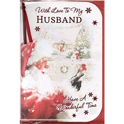 Image of Husband Christmas Card To My Wonderful At Christmastime Traditional Robins Large