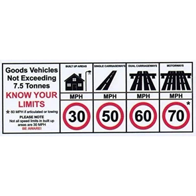 Image of Van Speed Limit Sticker 149MM X 60MM Courier Minibus Know Your Limits
