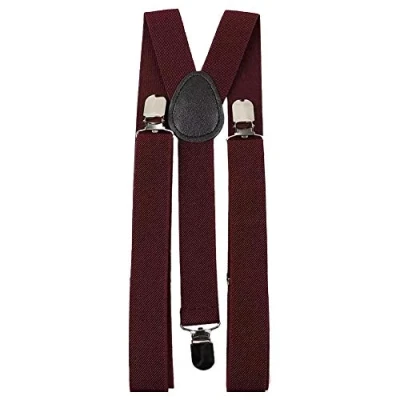 Image of DB Dickie Bow Mens Vintage Braces Adjustable Heavy Duty Clasps (Burgundy) suitable for formalwear, office, weddings, parties, grooms &amp; groomsmen outfits