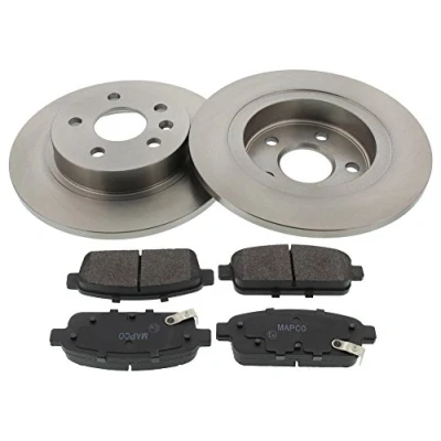 Image of 13502134, 569072, 569074, 95527032 Brake disc and pads set MAPCO 47697 Rear Axle solid with acoustic wear warning