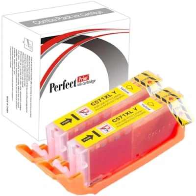Image of 2 Yellow PerfectPrint Compatible Ink Cartridge Replace CLI571 for Canon Pixma MG5750 MG5751 MG5752 MG5753 MG6850 MG6851 MG6852 MG6853 MG7750 MG7751 MG7752 MG7753