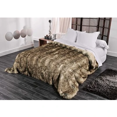 Image of Linder 5011/28 / 841/150 Grizzly Bedspread/Sofa Throw, fur and cotton 200 x 150 CM Beige