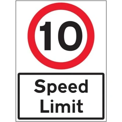 Image of V Safety 10 MPH Speed Limit 600x800mm Class RA1 Reflective 3mm Aluminium Composite With Anti Graffiti Coating &amp; Fixing Channel Sign