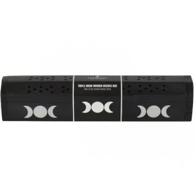 Image of Something Different Enchanting Triple Moon Wooden Sage Incense Box Set, Wood, Black &amp; White, 30.5