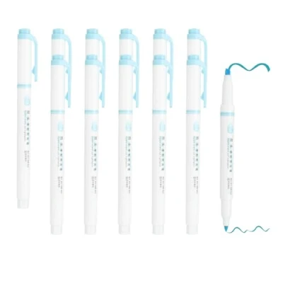 Image of M&amp;G Blue Highlighter, 12 Pack Soft Highlighters Dual Tip High Lighters No Bleeds Highliters Pens Neon Cute Clear View Bright Marker for Book