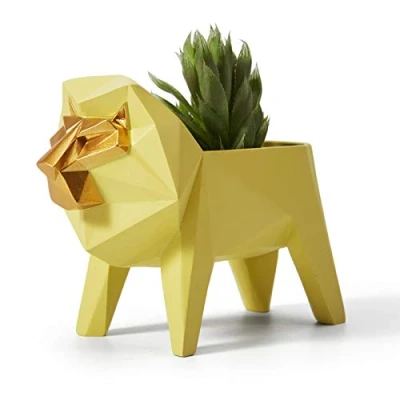 Image of Amoy Art Lion Gifts Planter Animal Decor Statue Modern Sculpture Figurine Succulent Cacuts Pot Centerpiece Ornament Polyresin Arts Crafts 15cm