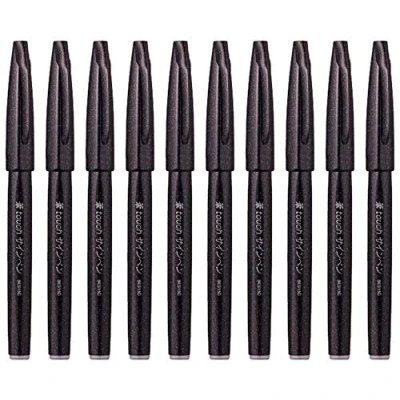Image of Pentel Fude Brush Sign Pen Black 10 Pack