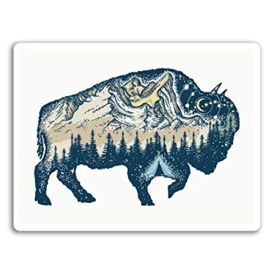 Image of 2 x 10cm American Bison Vinyl Stickers Wild USA Sticker Luggage Laptop #17943 (10cm Wide)